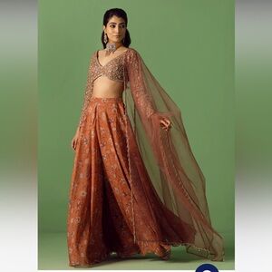 Elegant Floral Lehenga with Sheer Dupatta